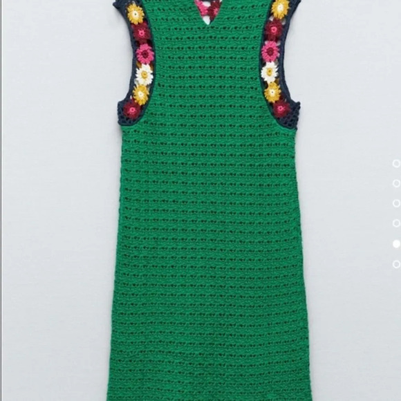 ZARA NEW WOMAN GREEN FLORAL CROCHET KNIT DRESS - LIMITED EDITION SIZE S - Picture 10 of 10